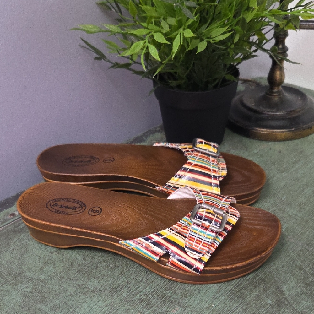 Dr. Sholl's Advanced Comfort Rubber Sole Colorful Striped  Sandals